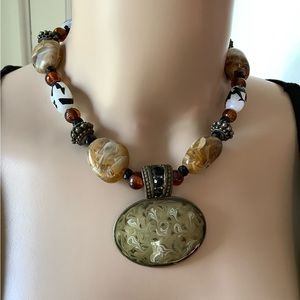 Vintage Chicos beaded necklace, multicolored, mixed materials